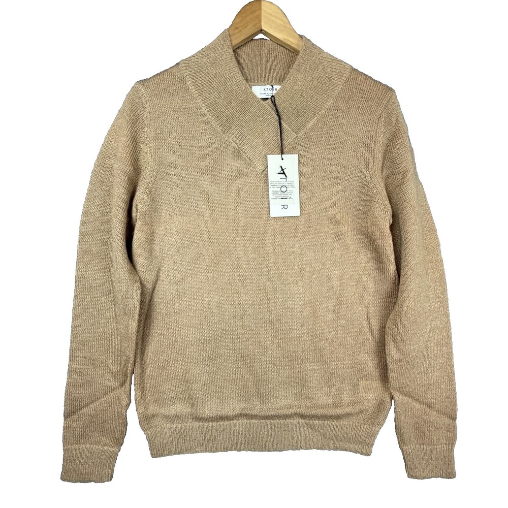 Atoir The Skie Knit Sweater Women 4 Camel Cabincore Earthy Shawl Collar Heritage